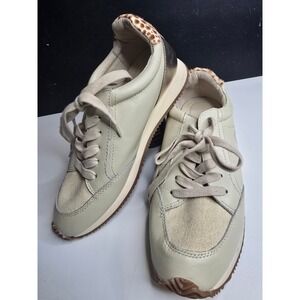 Birdies Roadrunner Sneakers Cream Leather Gold Metallic Leopard Calf Hair Womens